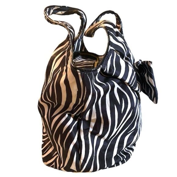 Kate Spade Zebra Print Hobo Bag Red Interior Bow - Picture 7 of 14
